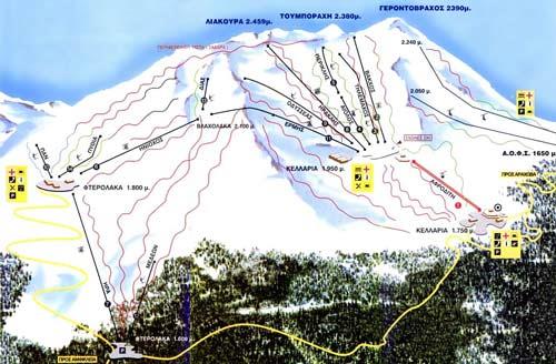 Gerontovrachos, a map of the ski centre GERONTOVRACHOS (Ski centre) PARNASSOS