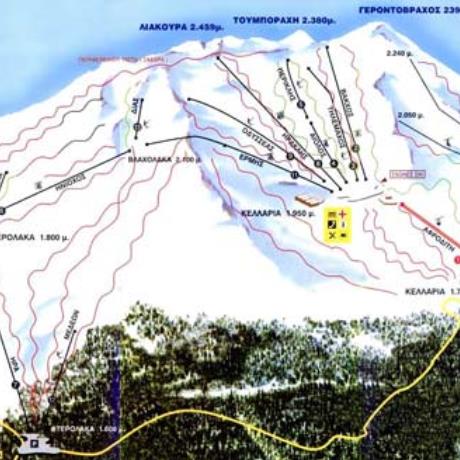 Gerontovrachos, a map of the ski centre, GERONTOVRACHOS (Ski centre) PARNASSOS