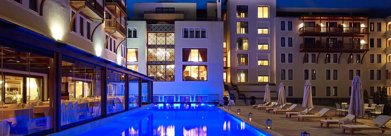 Exterior Night View. Outdoor pool