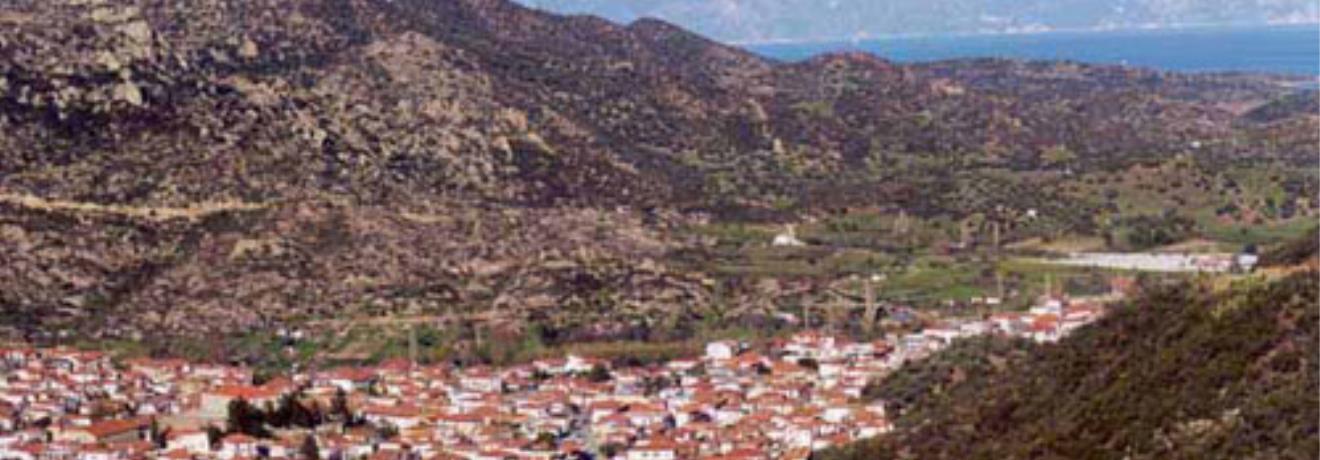 The small town of Sykia is surrounded by mountains