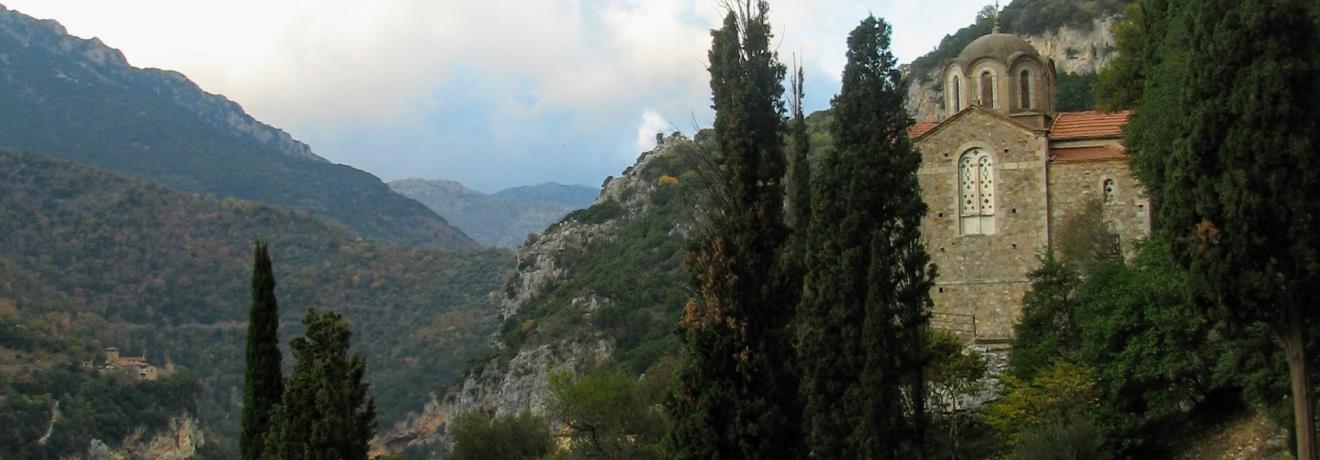 View to Loussios gorge from Timios Prodromos monastery