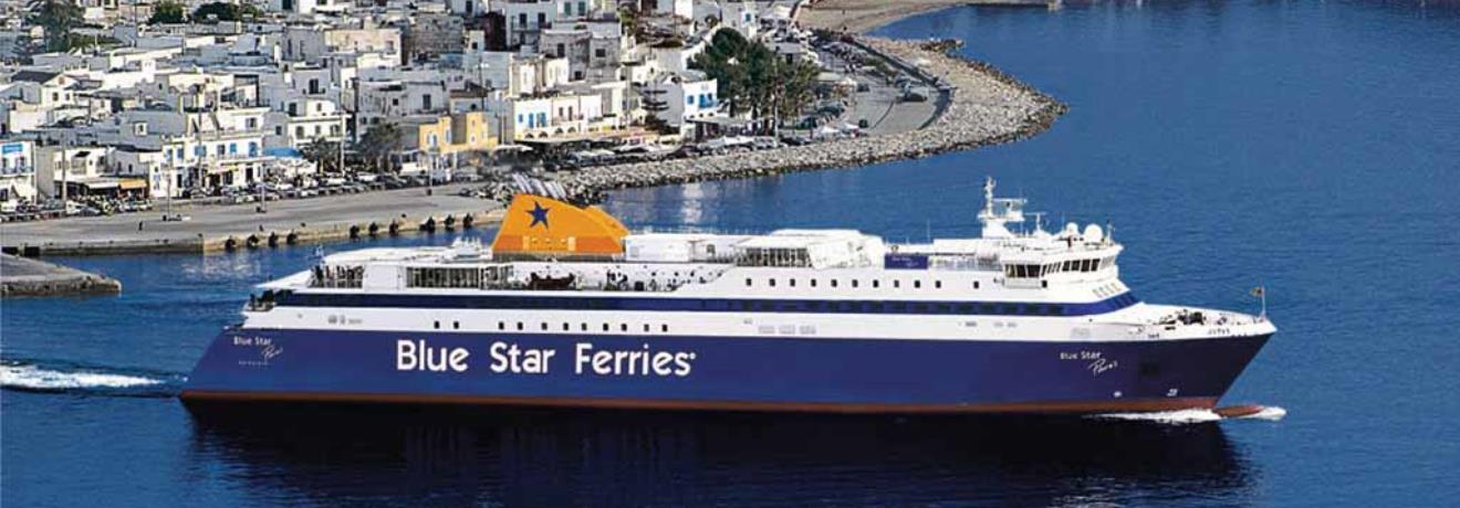Car Passenger Ferry Blue Star Paros in Paroikia Port