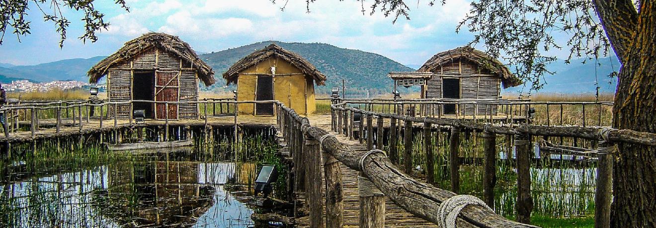 Prehistoric huts at the Lakeside open museum of Dispilio Kastoria