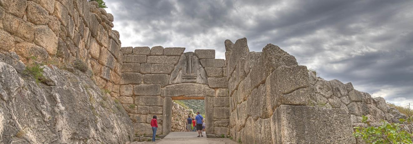 The Lion's gate at the Southern entrance of the Mycenaean Acropolis
