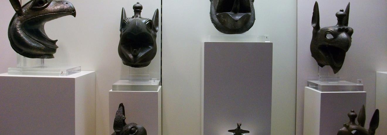 Bronze griffin protomes decorated the rims of the large tripod cauldrons, 7th c. BC