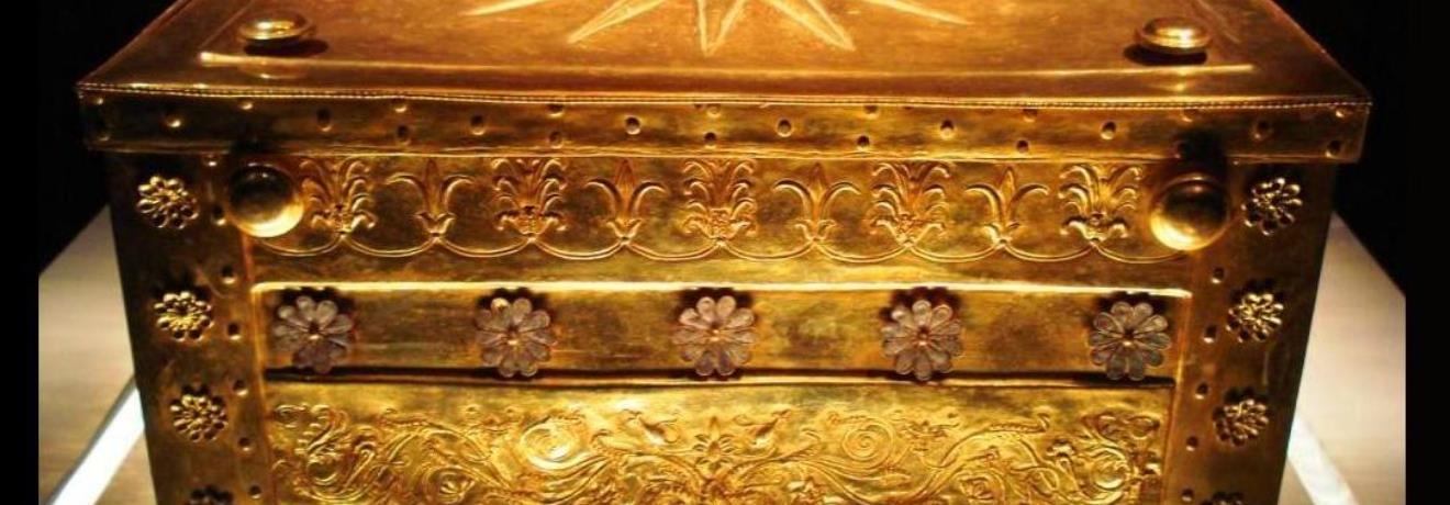 The gold larnax that contained the charred bones of king Philip II