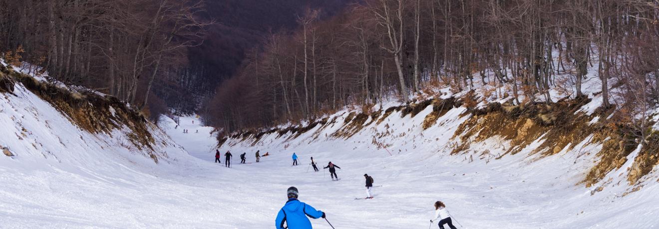 Snowy slope on Vermion mountain, in 3-5 Pigadia ski center