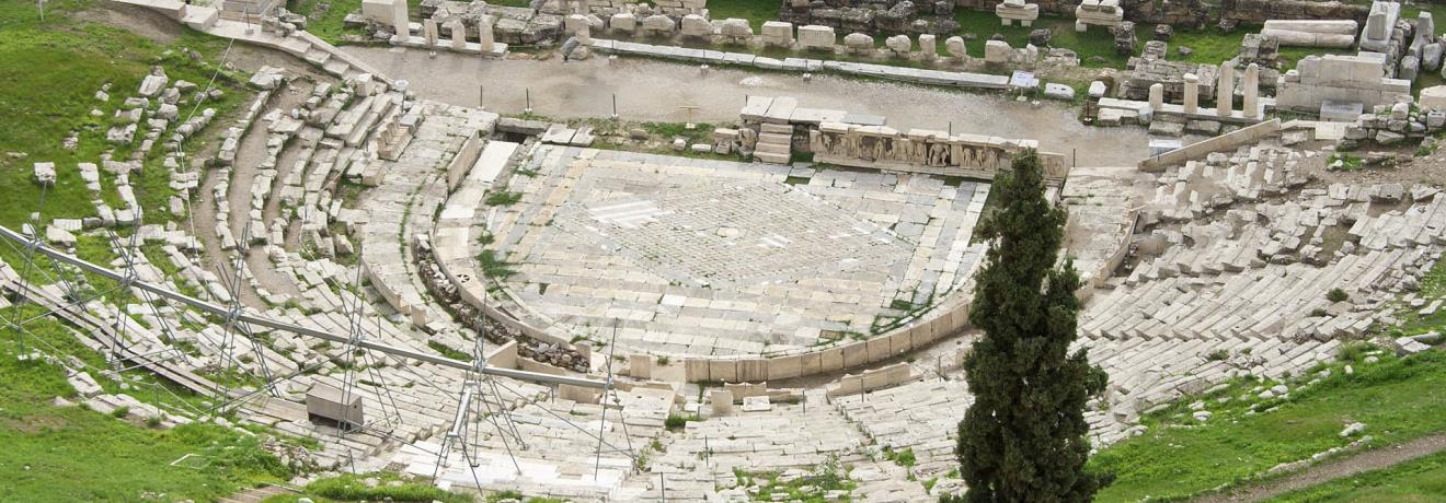 In the theatre of Dionysus were performed for the first time the works of the great Greek tragedians