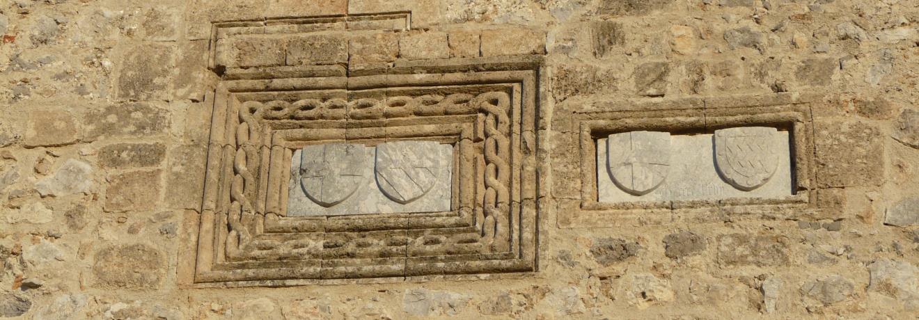 The Knights' coats of arms in the Archangelos Castle.