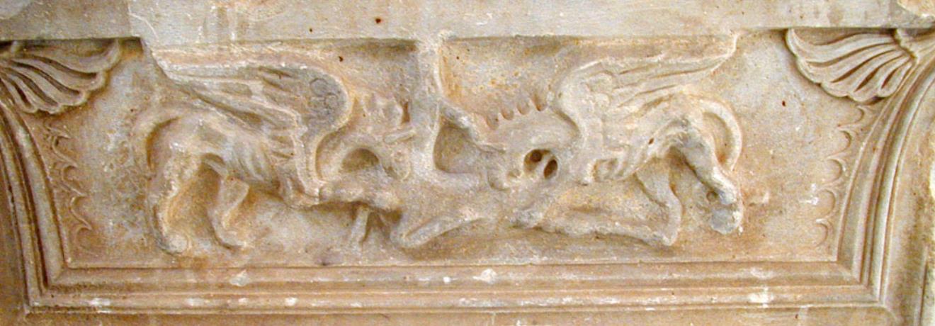 Griffins devouring a stag. Anta capital from the Propylon of Ptolemy II.